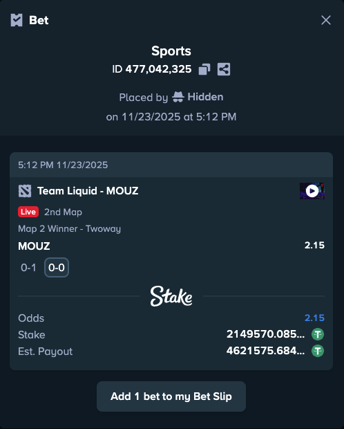 2M USD Esports bet